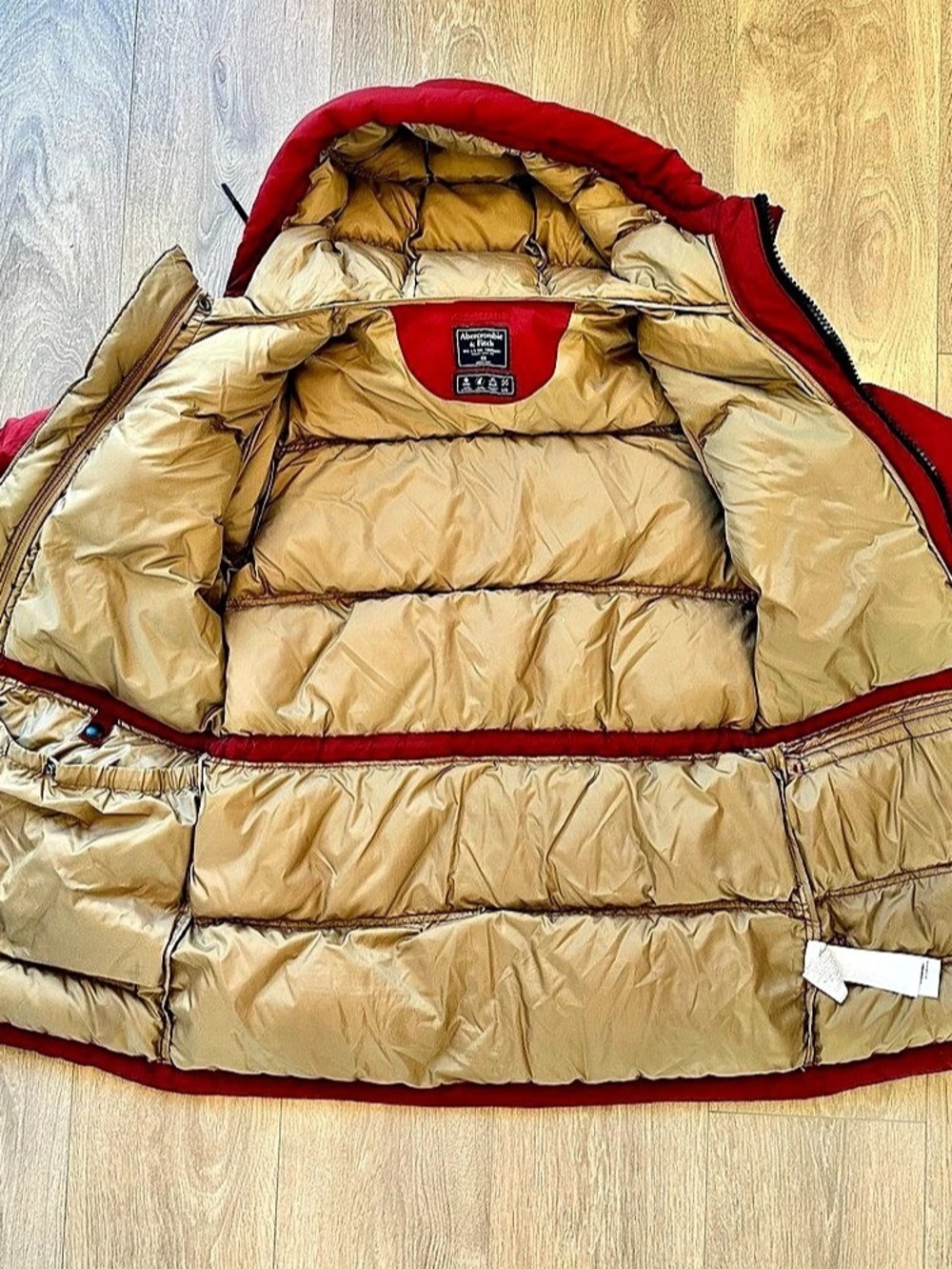 Vintage Abercrombie & Fitch Red Down Puffer Jacket Size XS - Picture 4 of 12